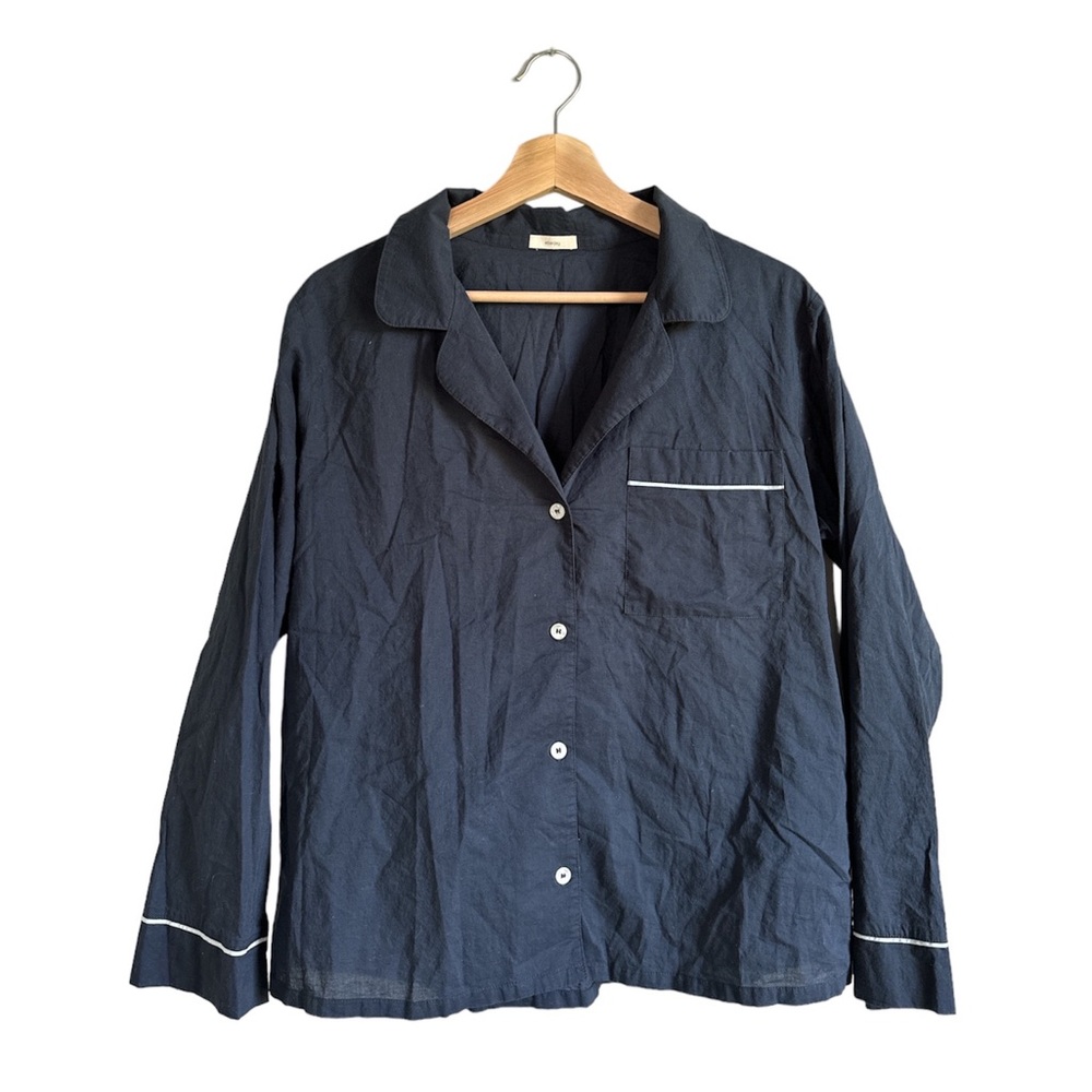 Eberjey Navy Blue Pajama Top Sleepwear Size Small Button down shirt